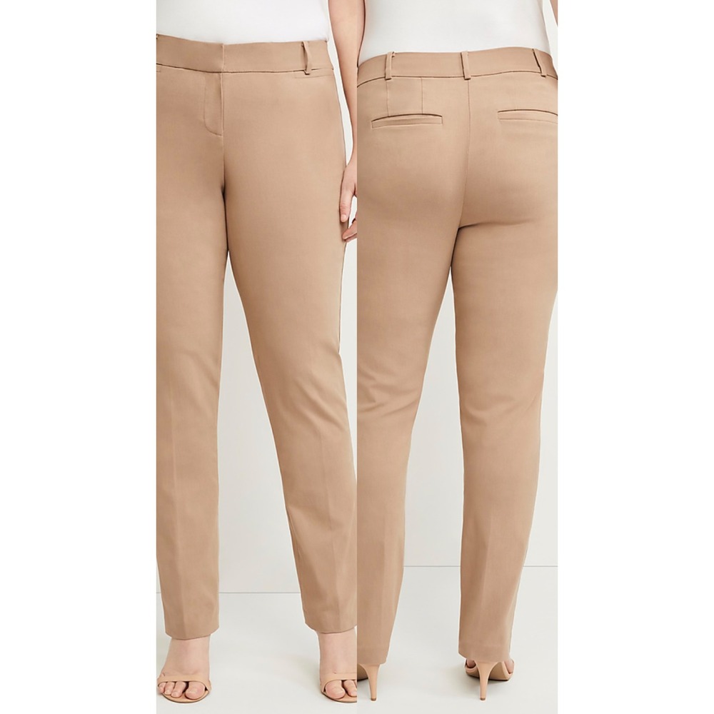 Lane Bryant The Allie Tan Khaki Straight Leg Dress Pants Womens 18R Stretch